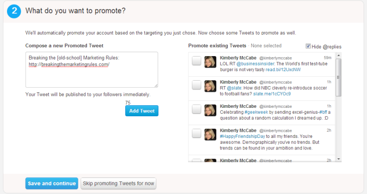 Promoted Tweets - Step 2